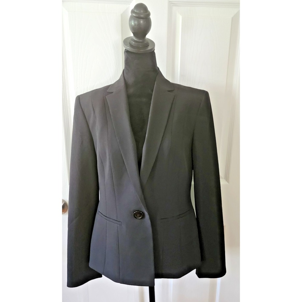 Women's One Button Notch Collar Jacket by Kasper in Black Size 8